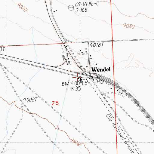 Topographic Map of Wendel, CA