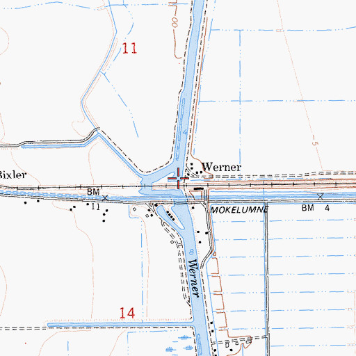 Topographic Map of Werner, CA