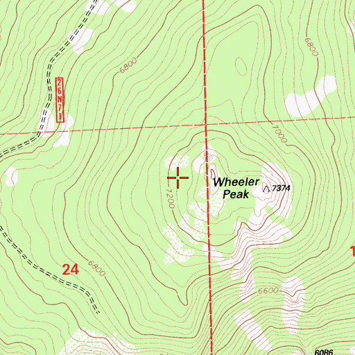 Topographic Map of Wheeler Peak, CA