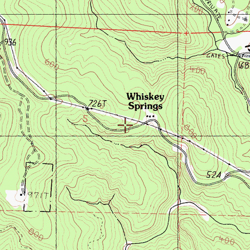 Topographic Map of Whiskey Springs, CA