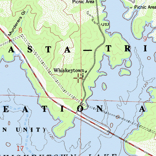 Topographic Map of Whiskeytown, CA