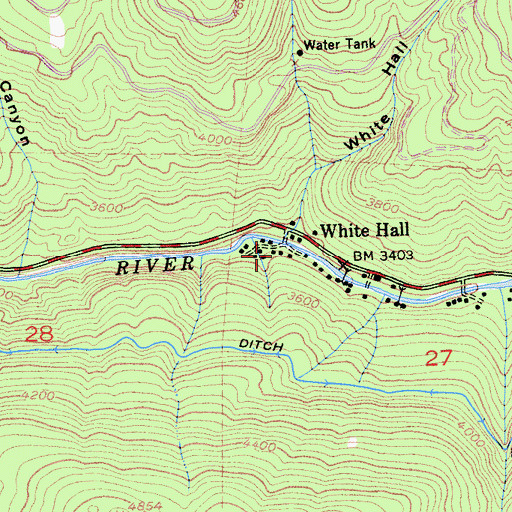 Topographic Map of White Hall, CA