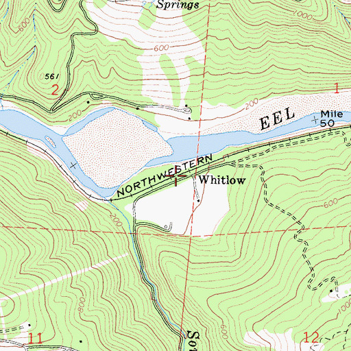 Topographic Map of Whitlow, CA