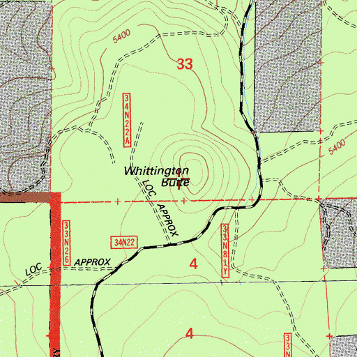 Topographic Map of Whittington Butte, CA