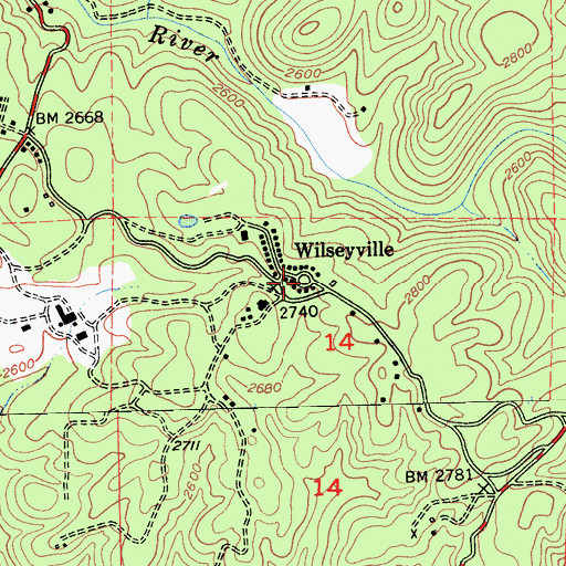 Topographic Map of Wilseyville, CA