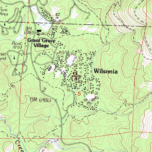 Topographic Map of Wilsonia, CA