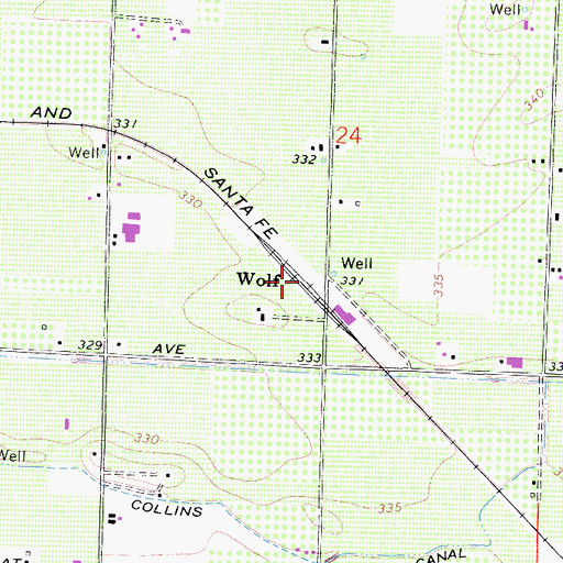Topographic Map of Wolf, CA