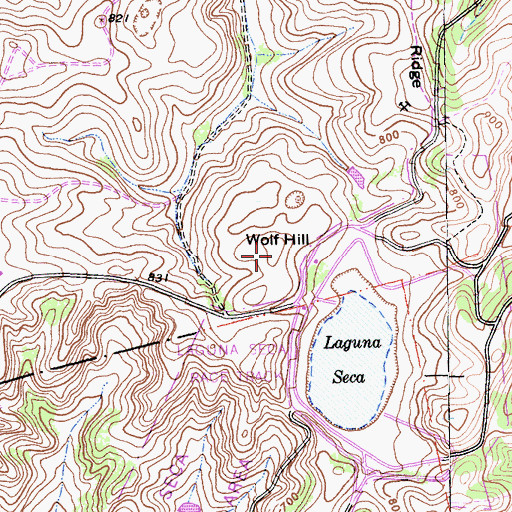 Topographic Map of Wolf Hill, CA