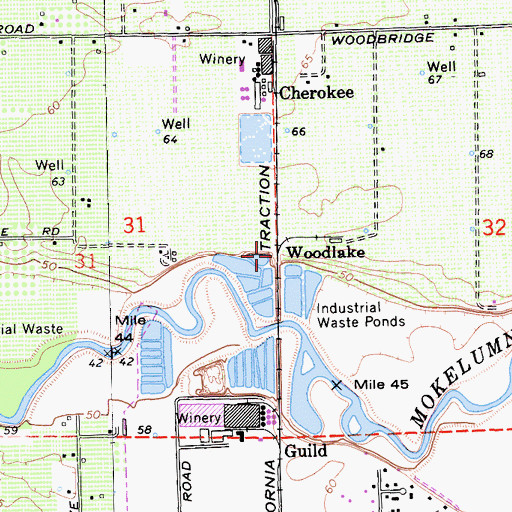 Topographic Map of Woodlake, CA
