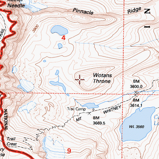 Topographic Map of Wotans Throne, CA