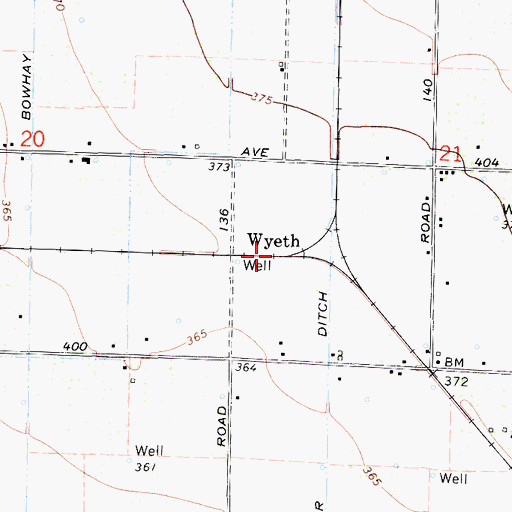 Topographic Map of Wyeth, CA