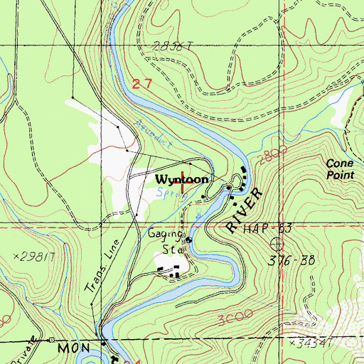 Topographic Map of Wyntoon, CA