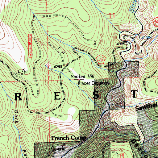 Topographic Map of Yankee Hill, CA
