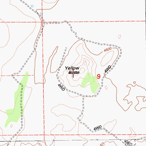Topographic Map of Yellow Butte, CA