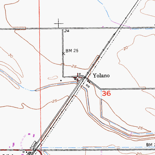 Topographic Map of Yolano, CA