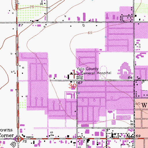 Topographic Map of Yolo County General Hospital (historical), CA