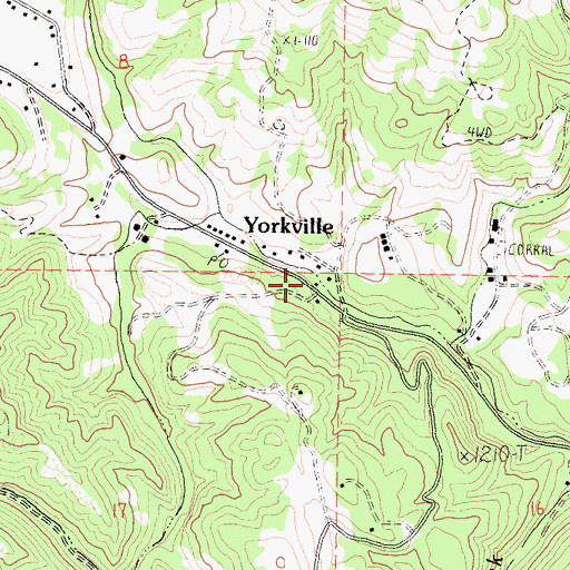 Topographic Map of Yorkville, CA