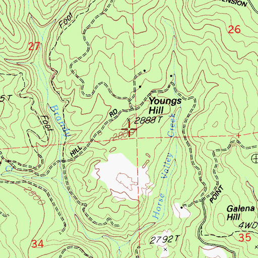 Topographic Map of Youngs Hill, CA