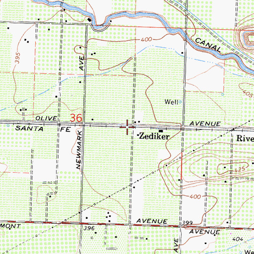 Topographic Map of Zediker, CA