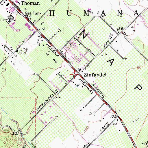 Topographic Map of Zinfandel, CA