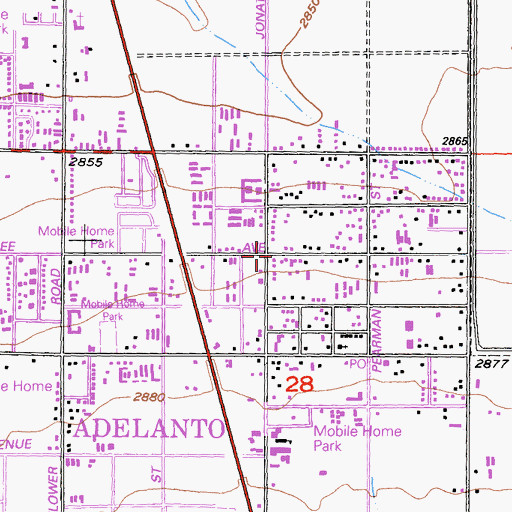 Topographic Map of Adelanto, CA