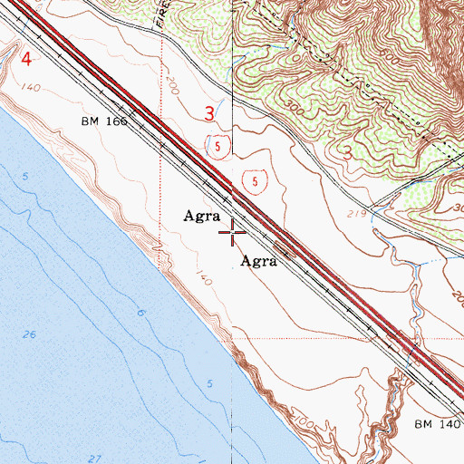 Topographic Map of Agra, CA