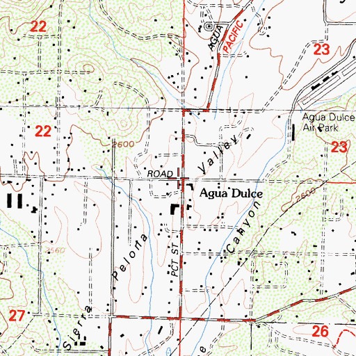 Topographic Map of Agua Dulce, CA