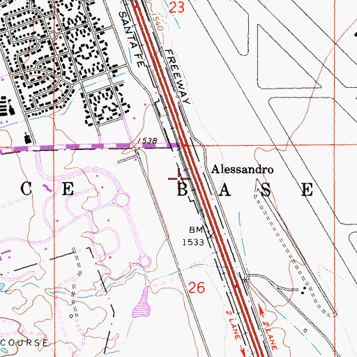 Topographic Map of Alessandro, CA