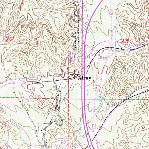 Topographic Map of Alray, CA