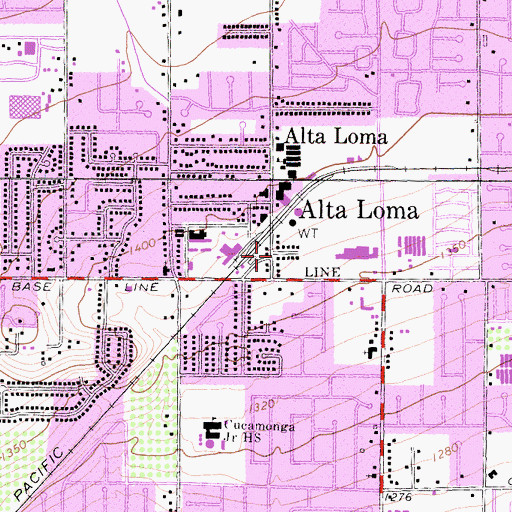 Topographic Map of Alta Loma, CA