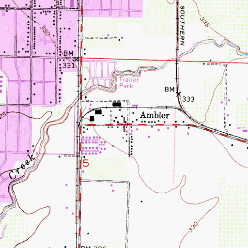 Topographic Map of Ambler, CA