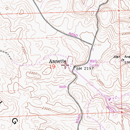 Topographic Map of Annette, CA