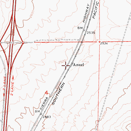 Topographic Map of Ansel, CA