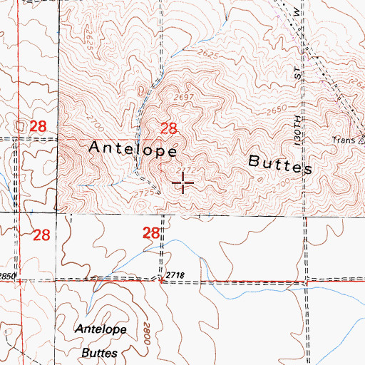Topographic Map of Antelope Buttes, CA
