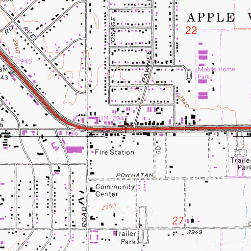 Topographic Map of Apple Valley, CA