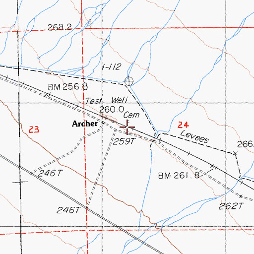 Topographic Map of Archer, CA
