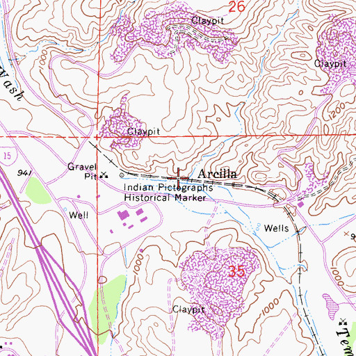 Topographic Map of Arcilla, CA