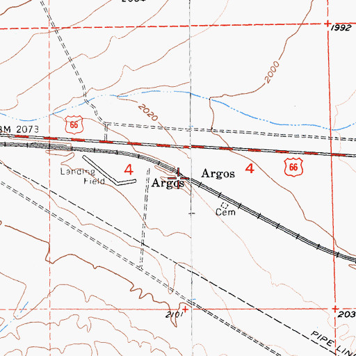 Topographic Map of Argos, CA