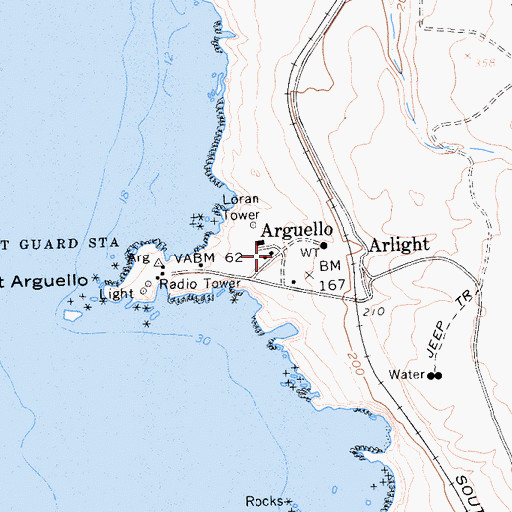 Topographic Map of Arguello, CA
