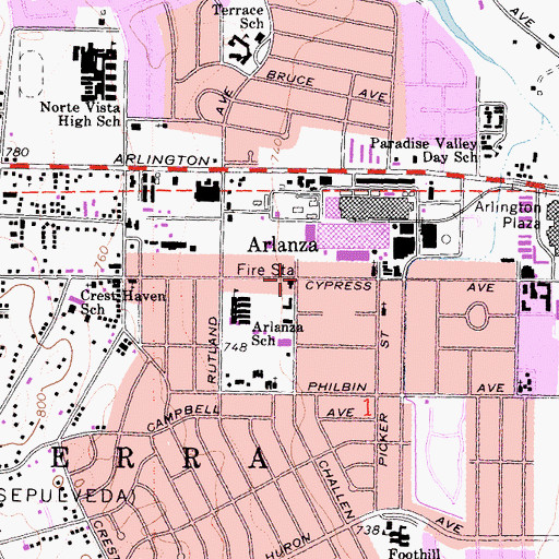 Topographic Map of Arlanza, CA