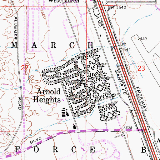 Topographic Map of Arnold Heights, CA