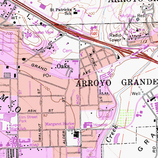 Topographic Map of Arroyo Grande, CA