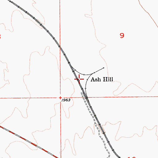 Topographic Map of Ash Hill, CA