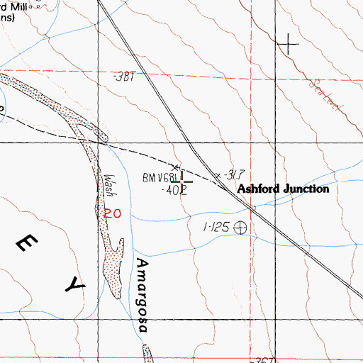 Topographic Map of Ashford Junction, CA