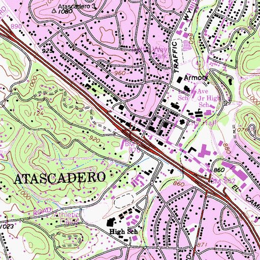 Topographic Map of Atascadero, CA