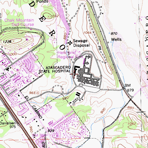 Topographic Map of Atascadero State Hospital, CA