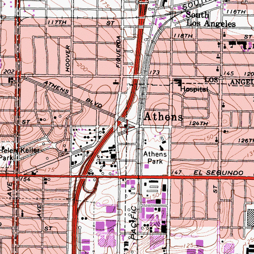 Topographic Map of Athens, CA