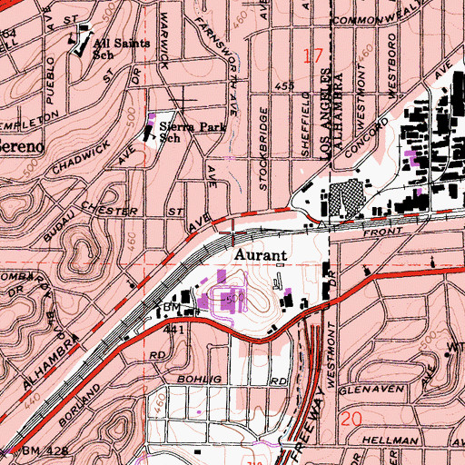 Topographic Map of Aurant, CA