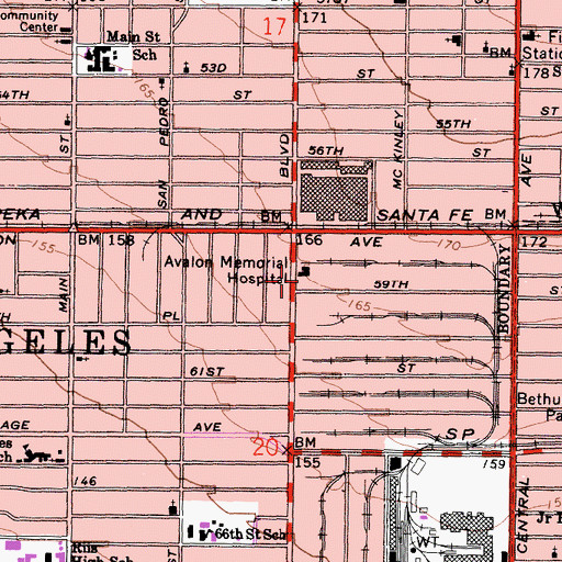 Topographic Map of Avalon Municipal Hospital And Clinic, CA