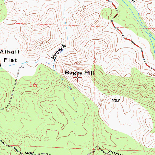 Topographic Map of Bagby Hill, CA